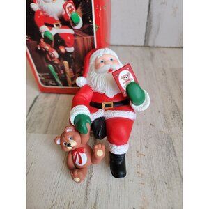 Vintage Santa Claus teddy bear stocking holder home decor unique